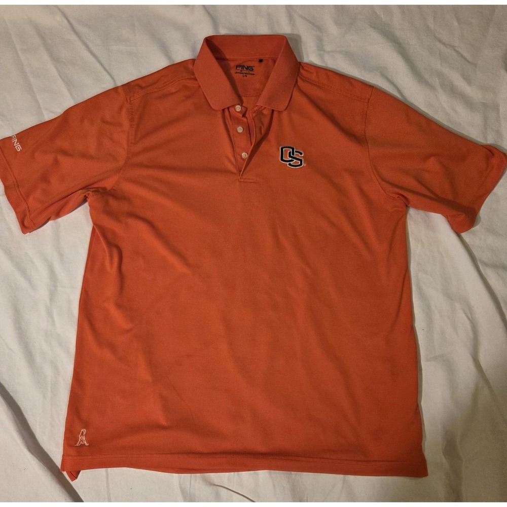 PING Performance Oregon State Beavers Polo Shirt Men's Large Orange Golf OSU...